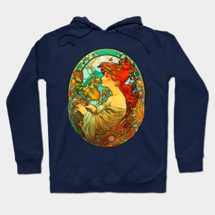 Art Nouveau Red-haired Woman Alphonse Mucha Inspired Hoodie